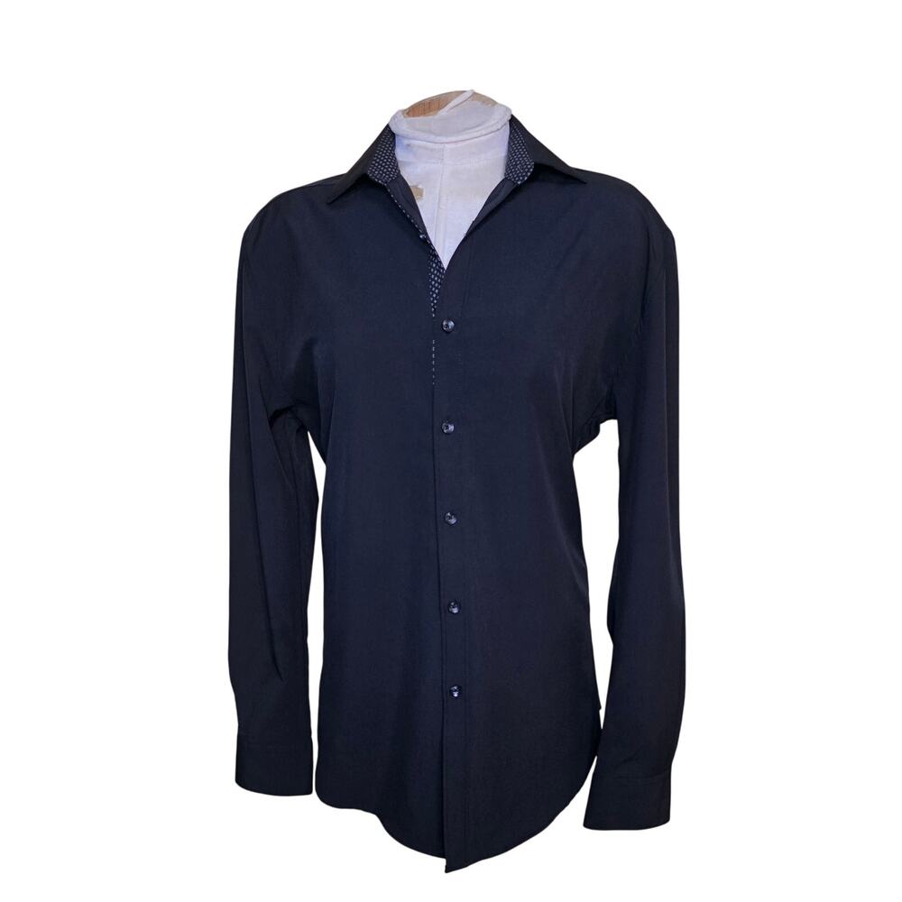 Kilburne Finch Men's Long‎ Sleeve Black Button Front Shirt Size S